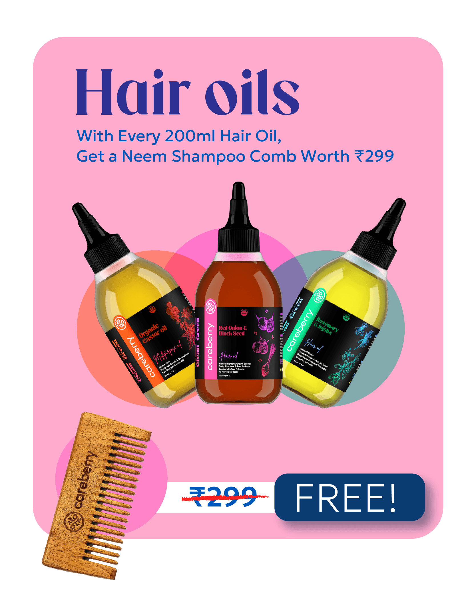 Get free Neem comb on Careberry's hair oil