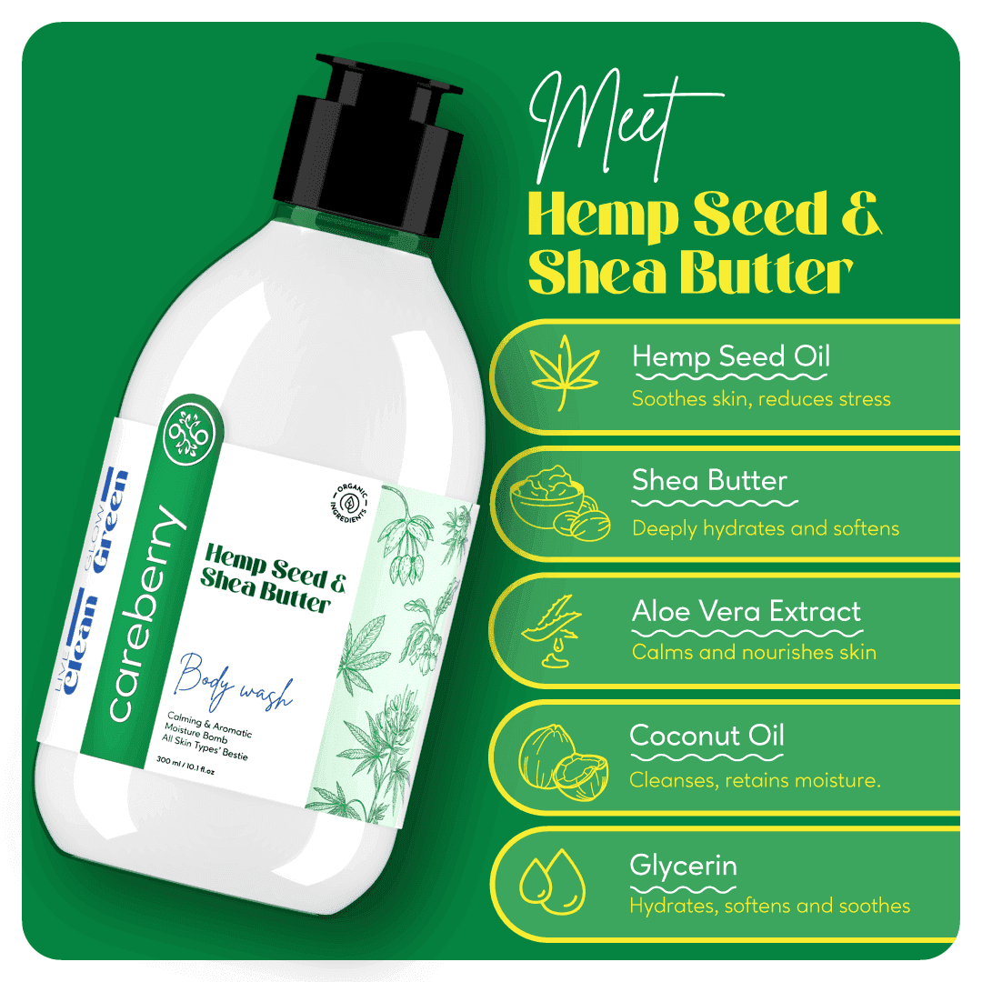 hemp seed oil shea butter calming body wash