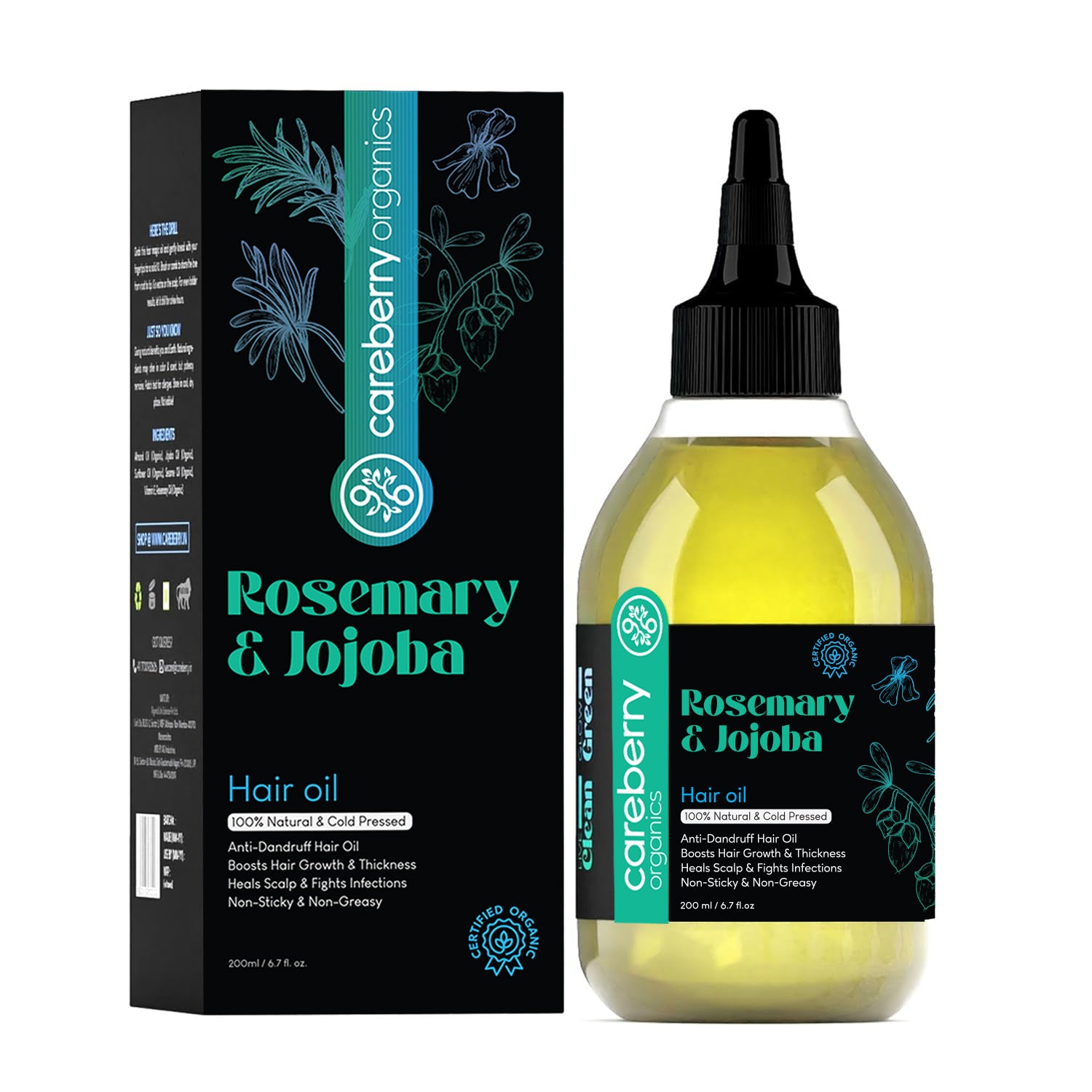 Organic Rosemary & Jojoba Anti Dandruff Hair Oil - 200ml